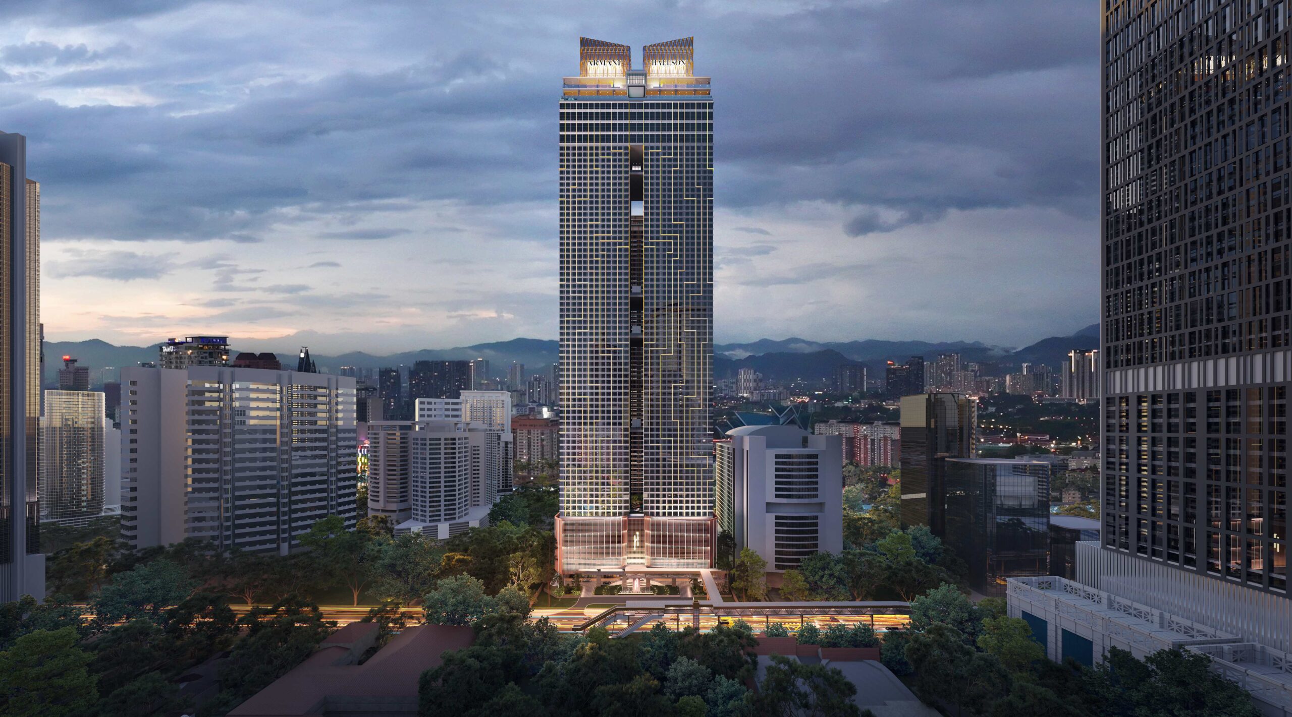 Architectural rendering of the Armani Hallson KLCC towers
